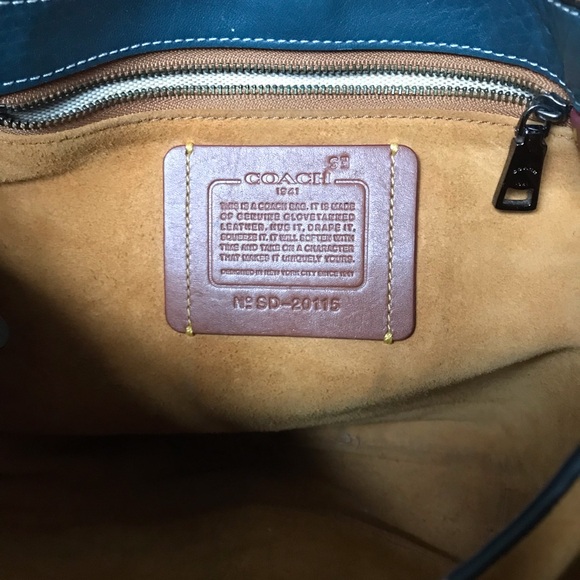 Coach 1941 Whiplash Stitch Studded Fringe Leather Saddle Crossbody Bag, Teal - Picture 11 of 16